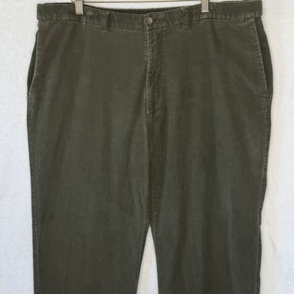 Haggar Men's Straight Fit Stretch Green Corduroy Chino Pants 40 x 32 Adj waist - Picture 4 of 16